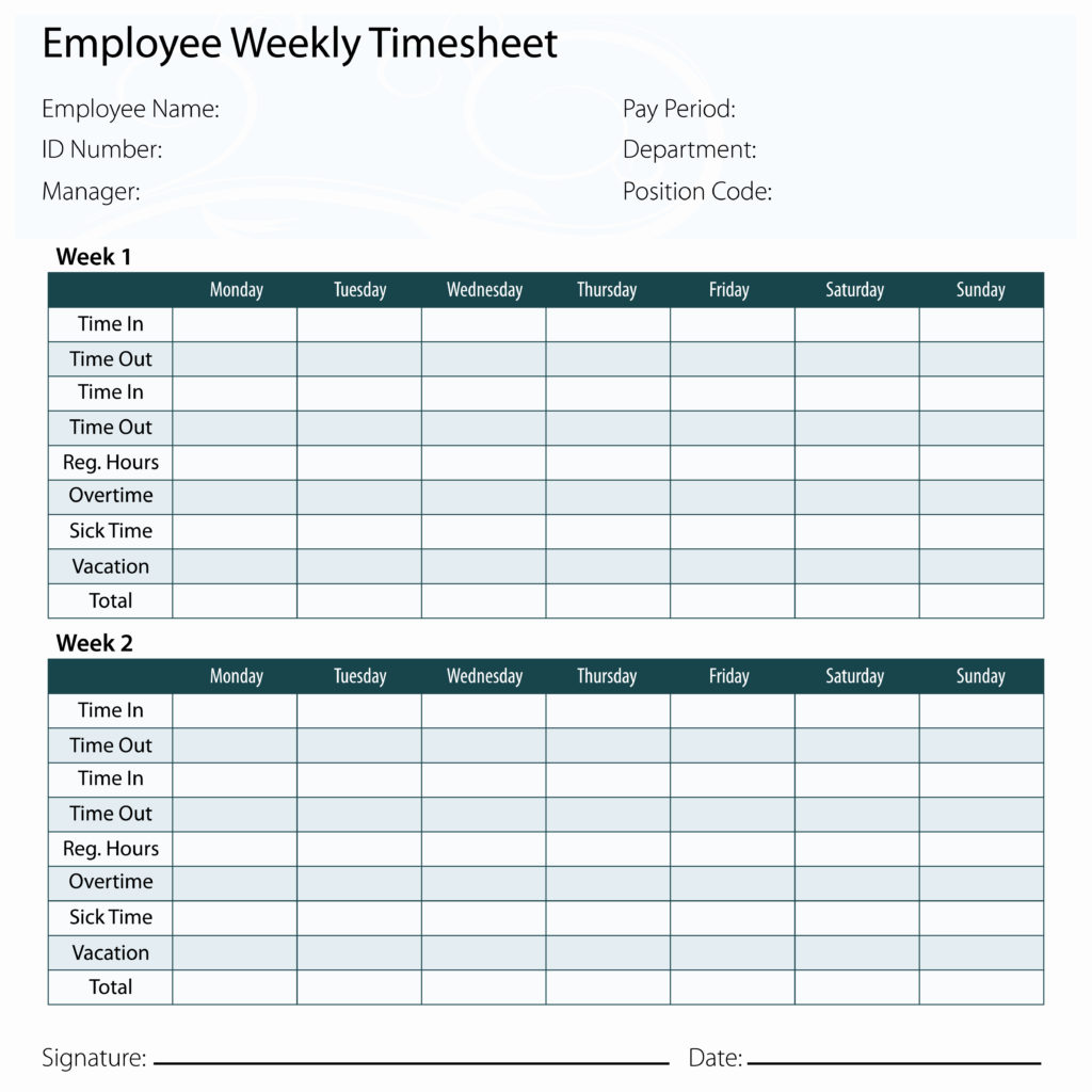 Printable Biweekly Timesheet | FreePrintableTM.com