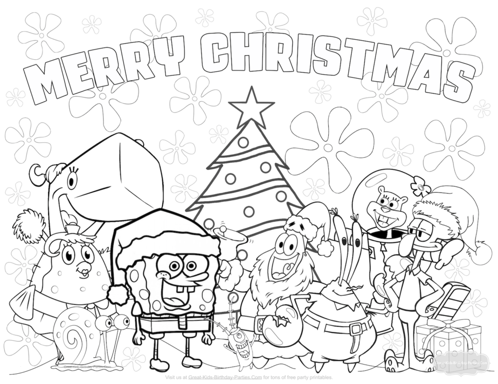 Spongebob Coloring Pages Christmas Custodiojj