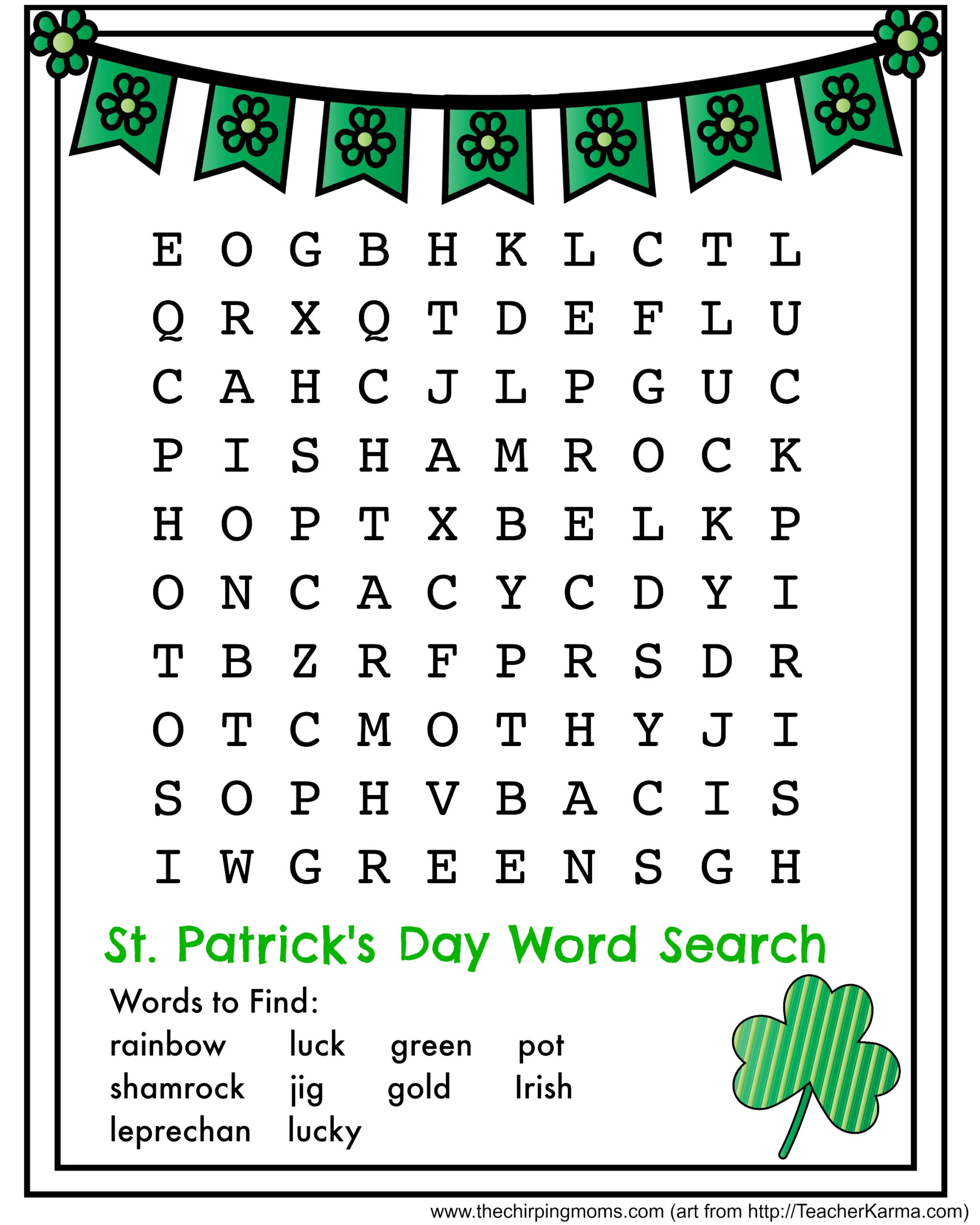 St Patrick s Day Word Search Free Printable The 