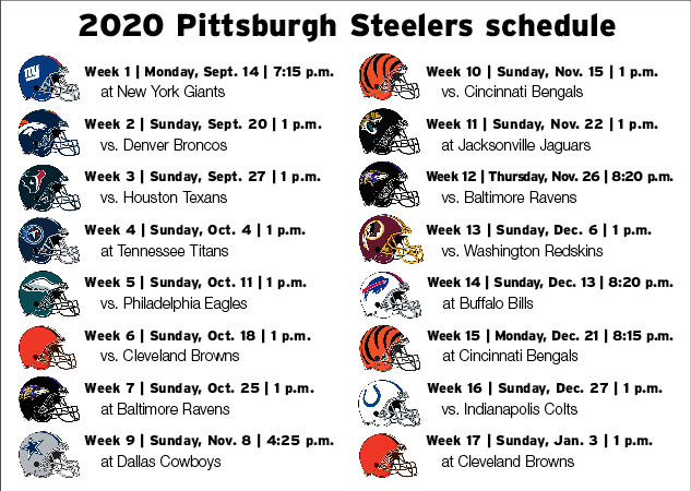 Steelers Release 2020 Schedule Sports Tribdem