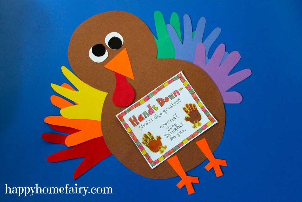 Thankful Handprint Turkey Craft FREE Printable Happy 