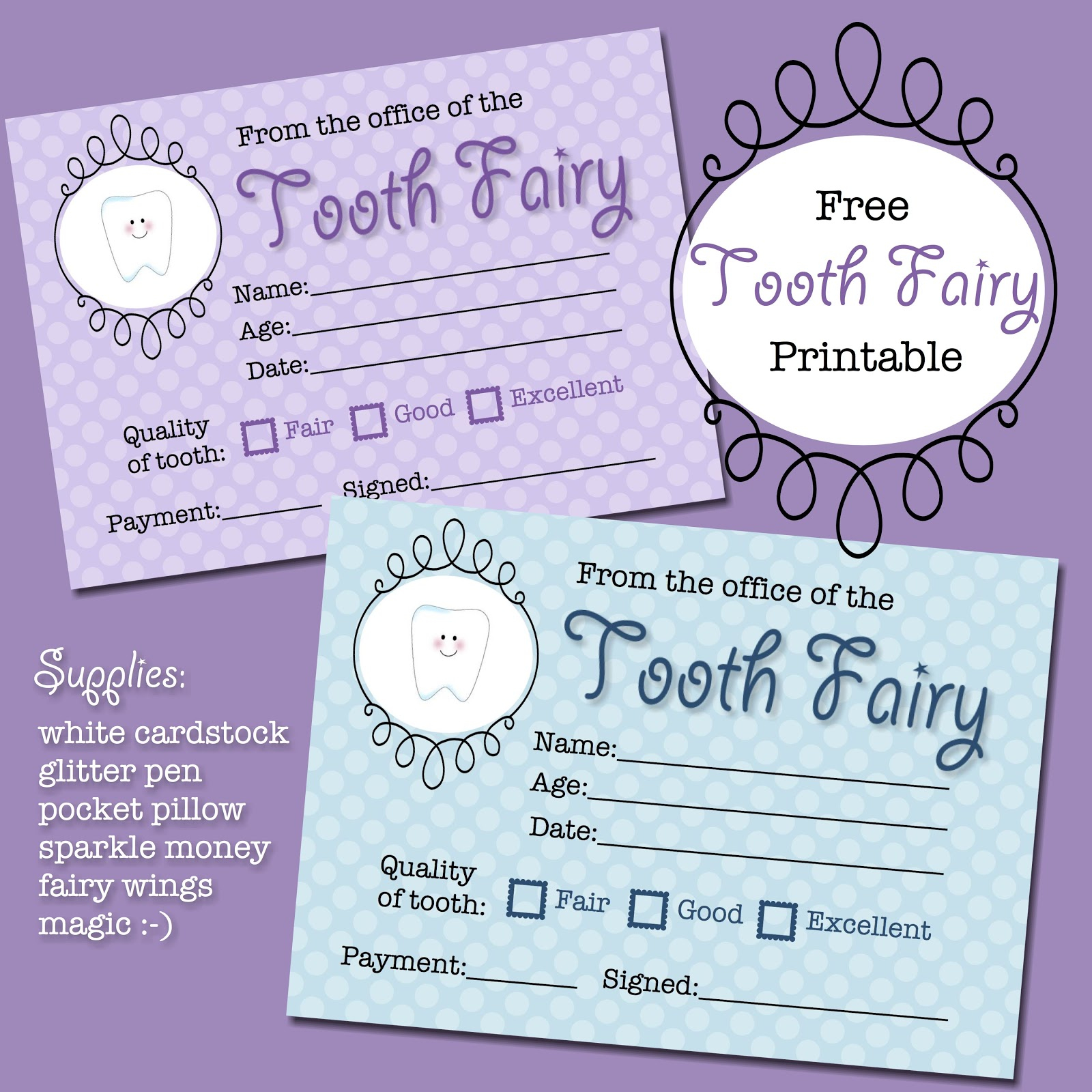 The Polka Dot Posie Free Tooth Fairy Receipt Printable