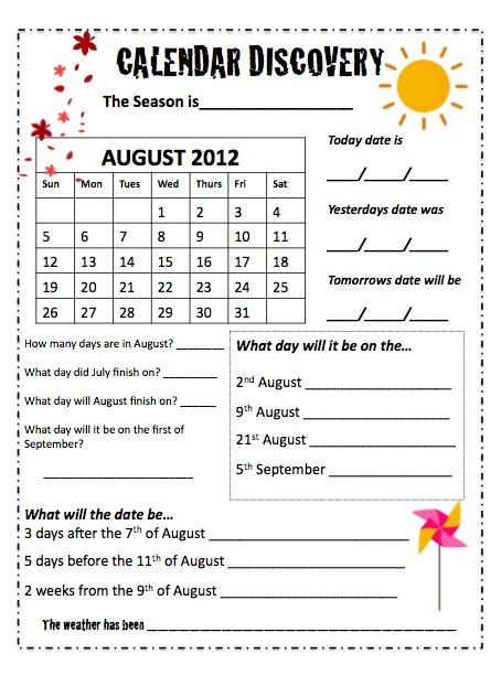 Use These Monthly Calendar Worksheets In Your Classroom To 