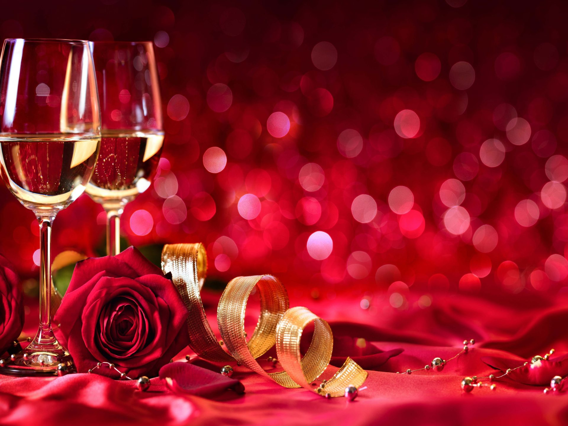 Valentine s Day Romantic Celebration Two Glasses With 