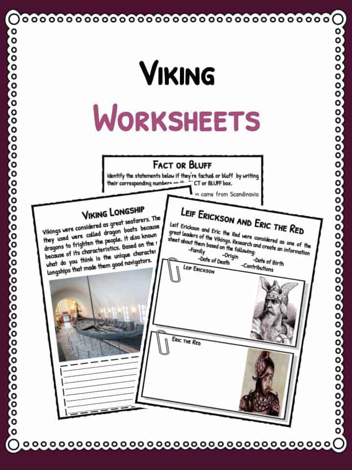 Viking Facts Information Worksheets For Kids Teaching 