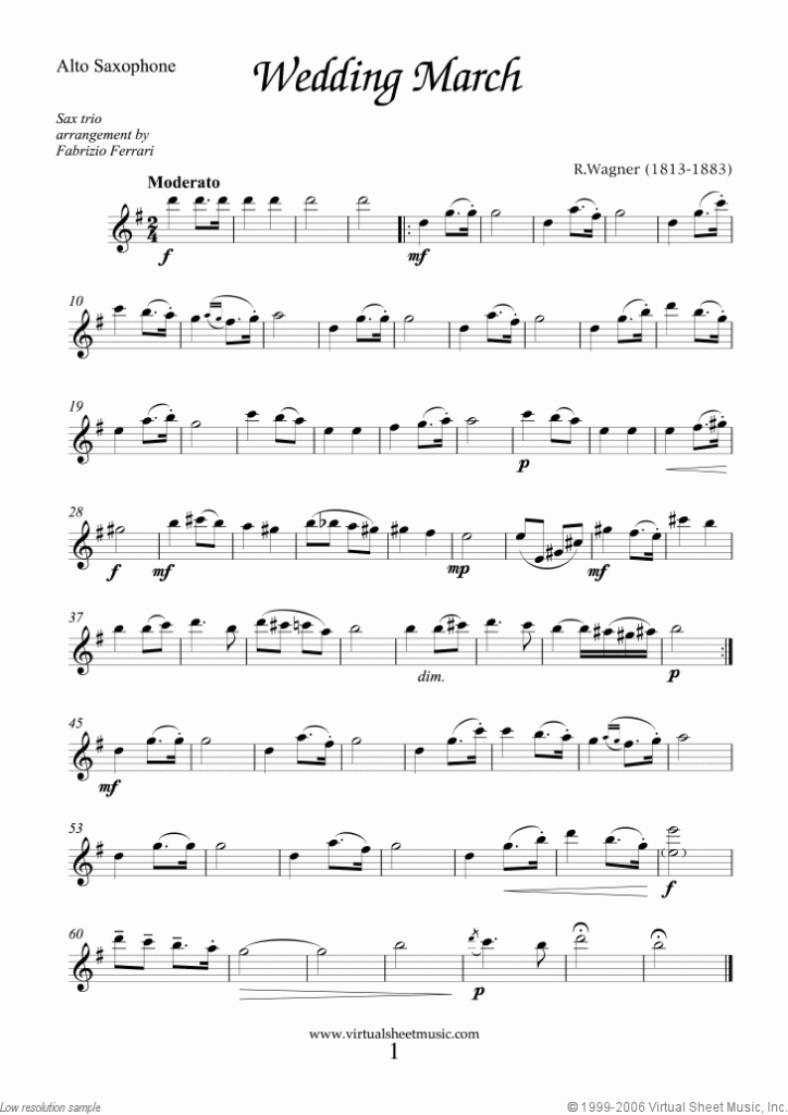 Wedding Sheet Music For Saxophone Trio PDF 