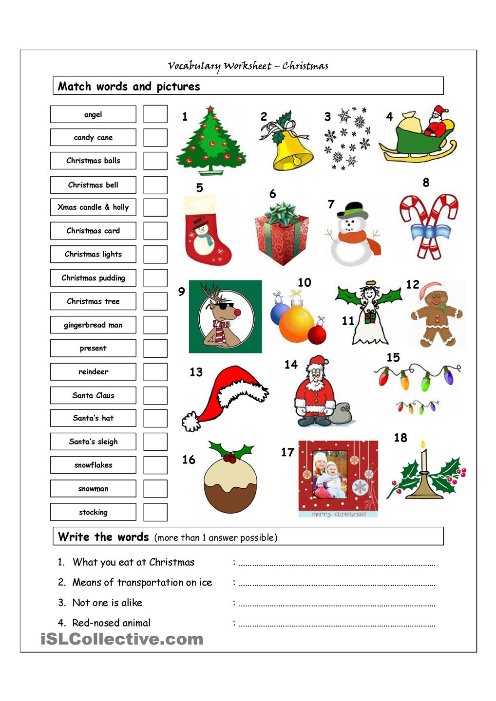 Worksheet Christmas English At Lernforum Chur