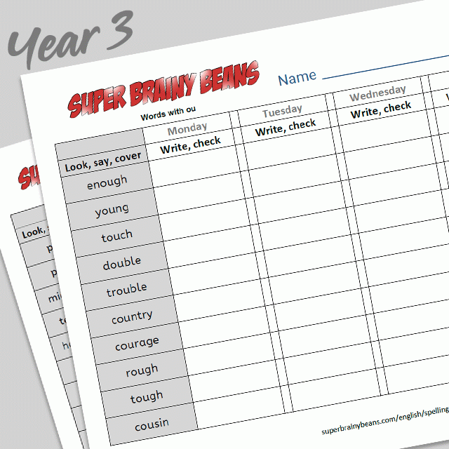 Year 3 Spelling Words List Printable Worksheets Super 