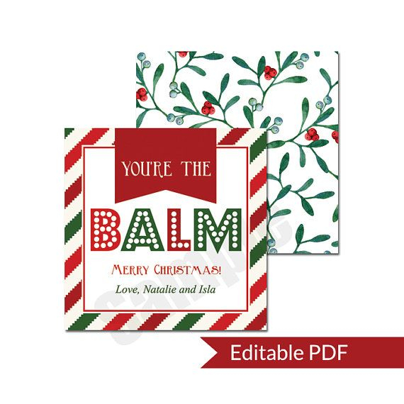 You re The Balm Lip Balm Christmas Favor Gift Tag Editable 