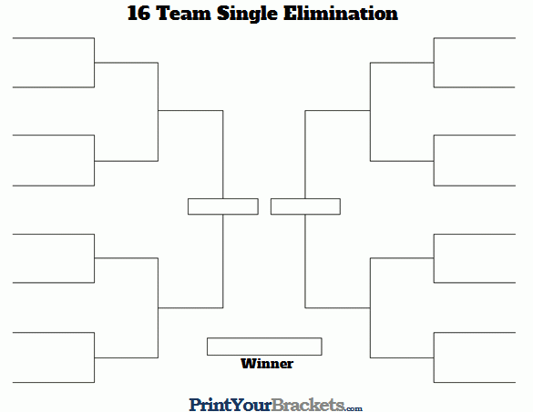 16 Team Single Elimination Printable Tournament Bracket