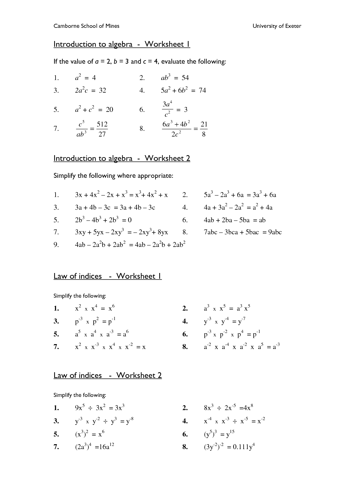 20 Best Images Of Algebra Worksheets PDF Free GED Math 