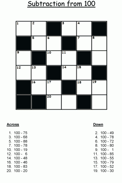 20 Easy And Interactive Math Crossword Puzzles Kitty 