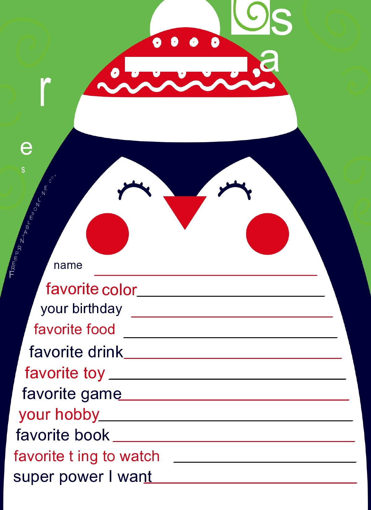 25 Printable Secret Santa Questionnaire Templates 