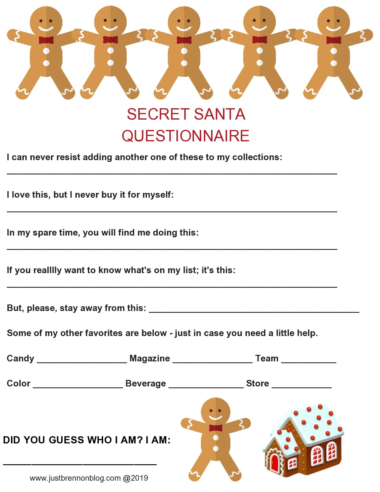 25 Printable Secret Santa Questionnaire Templates 