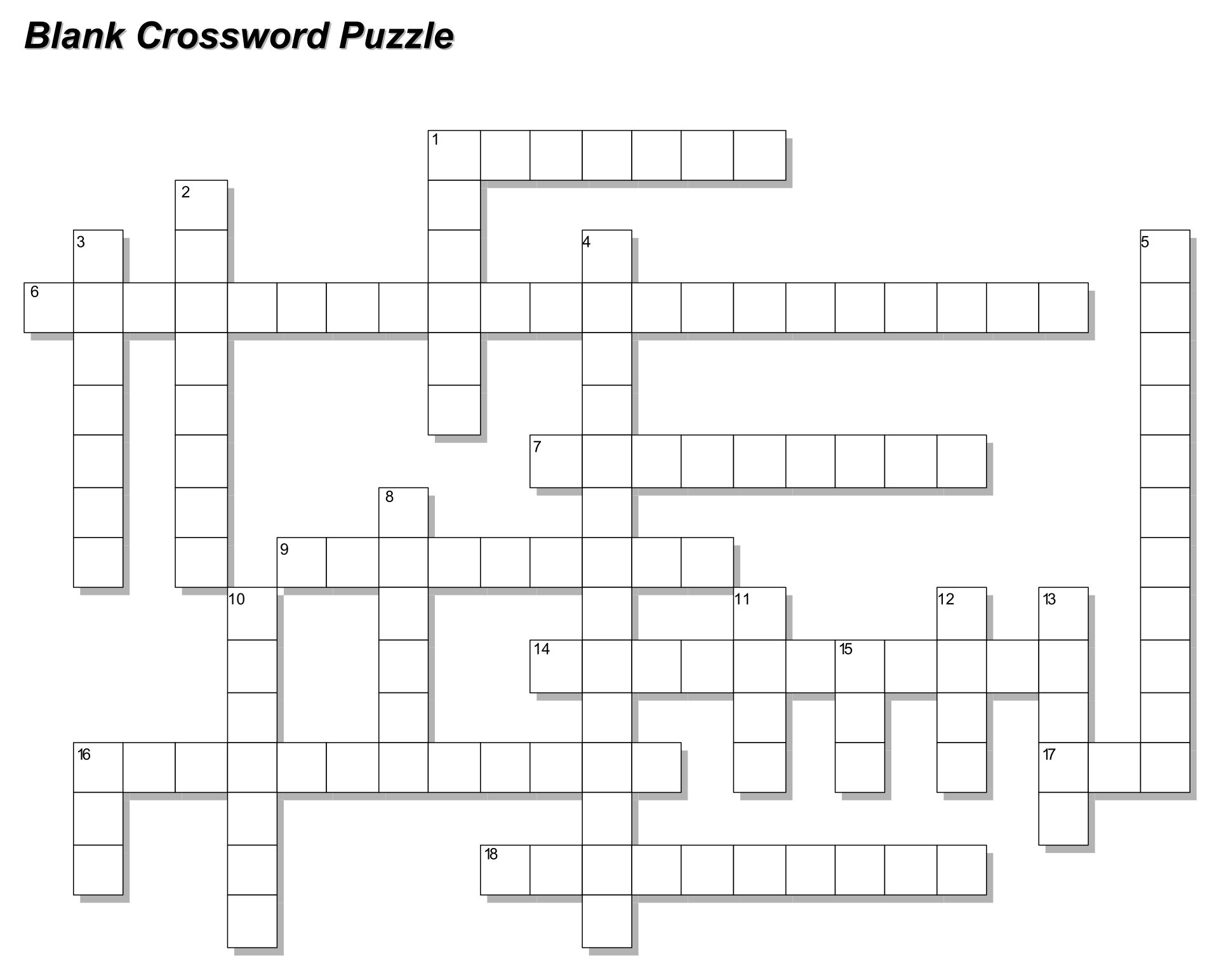 5 Best Free Printable Blank Crossword Puzzle Template 