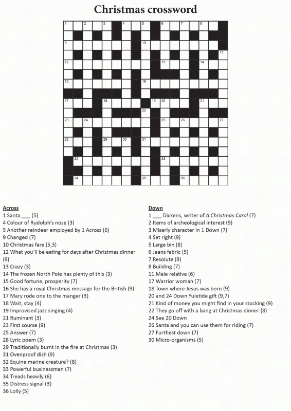 53 Christmas Cryptic Crossword Daily Crossword Clue