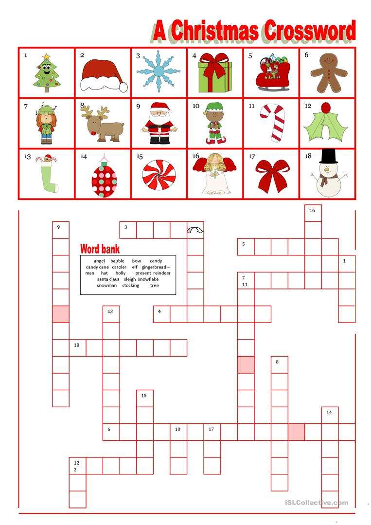 Esl Christmas Crossword Puzzle Printable FreePrintableTM