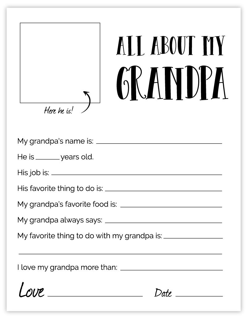 All About My Grandpa Father s Day Printable Father s Day 