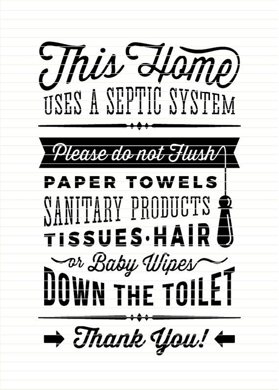 Bathroom Sign Septic System Do Not Flush Toilet Sign PDF 