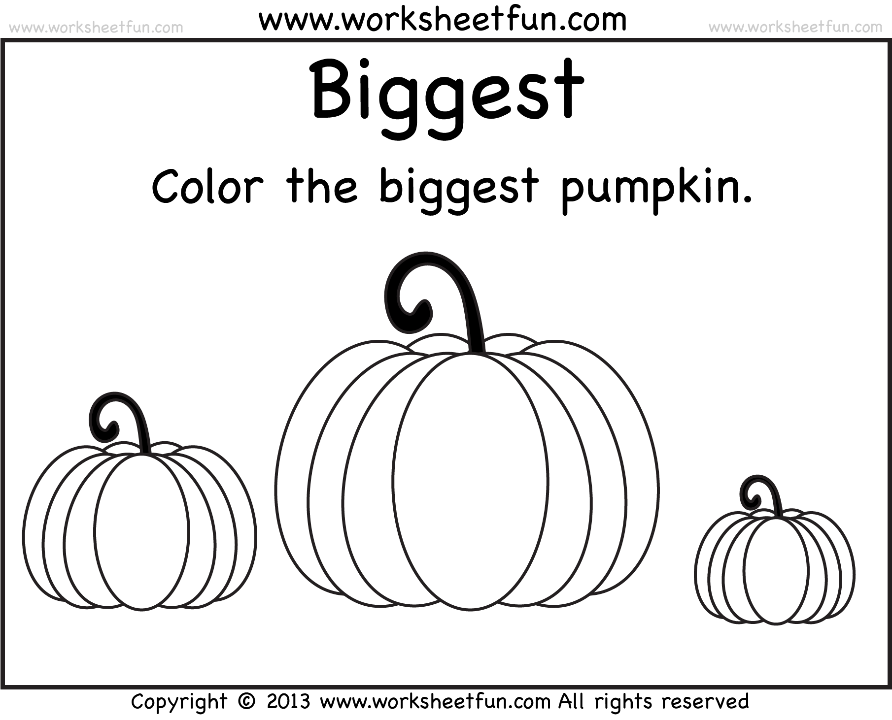 Biggest And Smallest Pumpkin 2 Worksheets FREE 