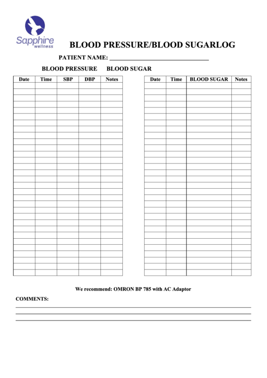 Blood Pressure blood Sugar Log Printable Pdf Download