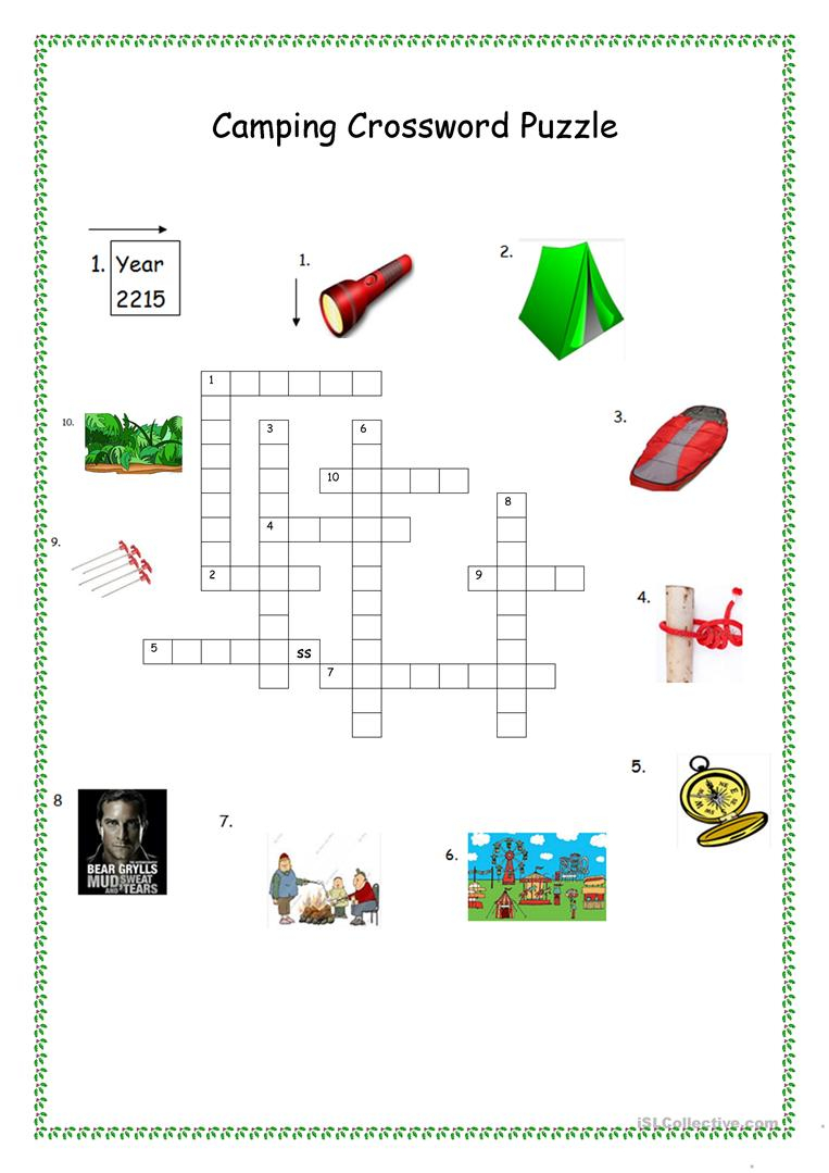 Camping Crossword Puzzle Worksheet Free ESL Printable 