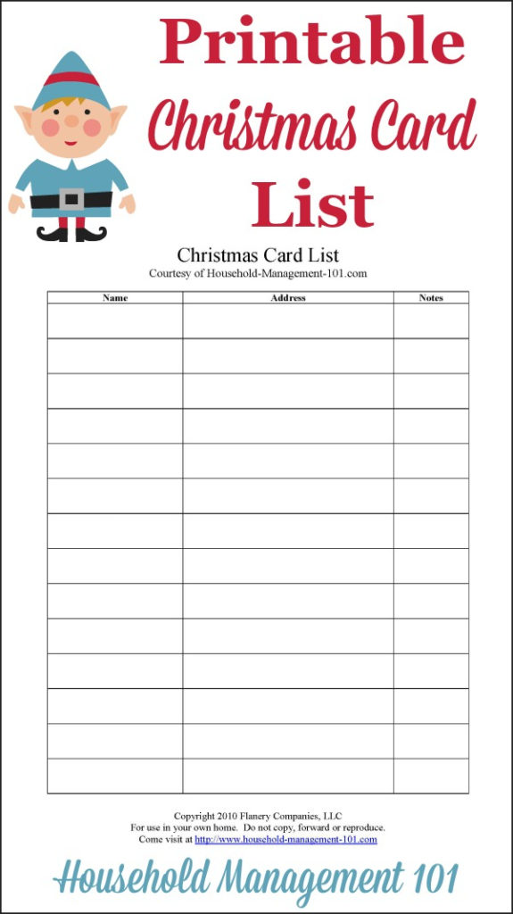 Christmas Card List Printable Plan Who You ll Send Cards 