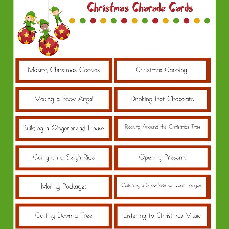 Christmas Charades Family Christmas Party Game Funny 