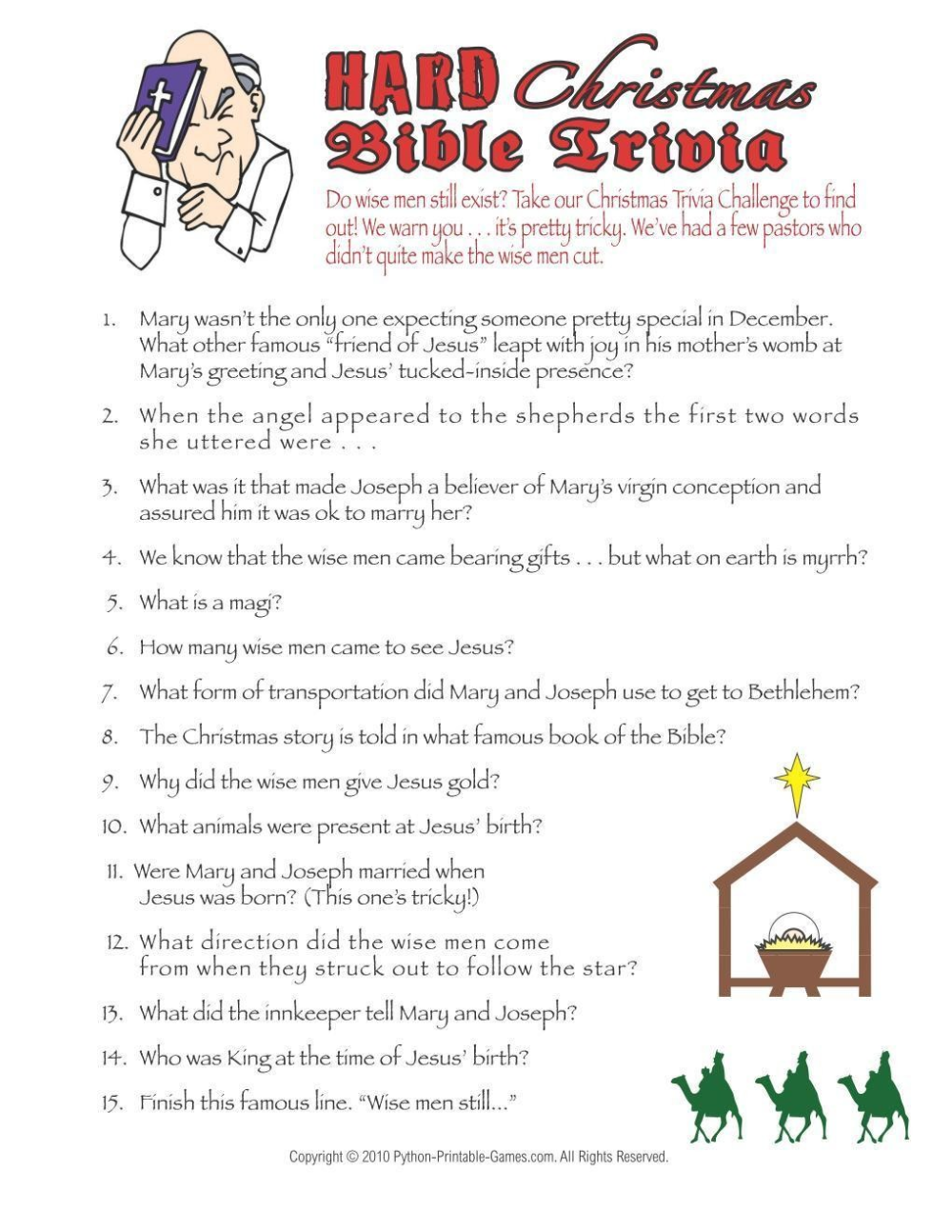 Christmas Christmas Hard Bible Trivia Game In 2020