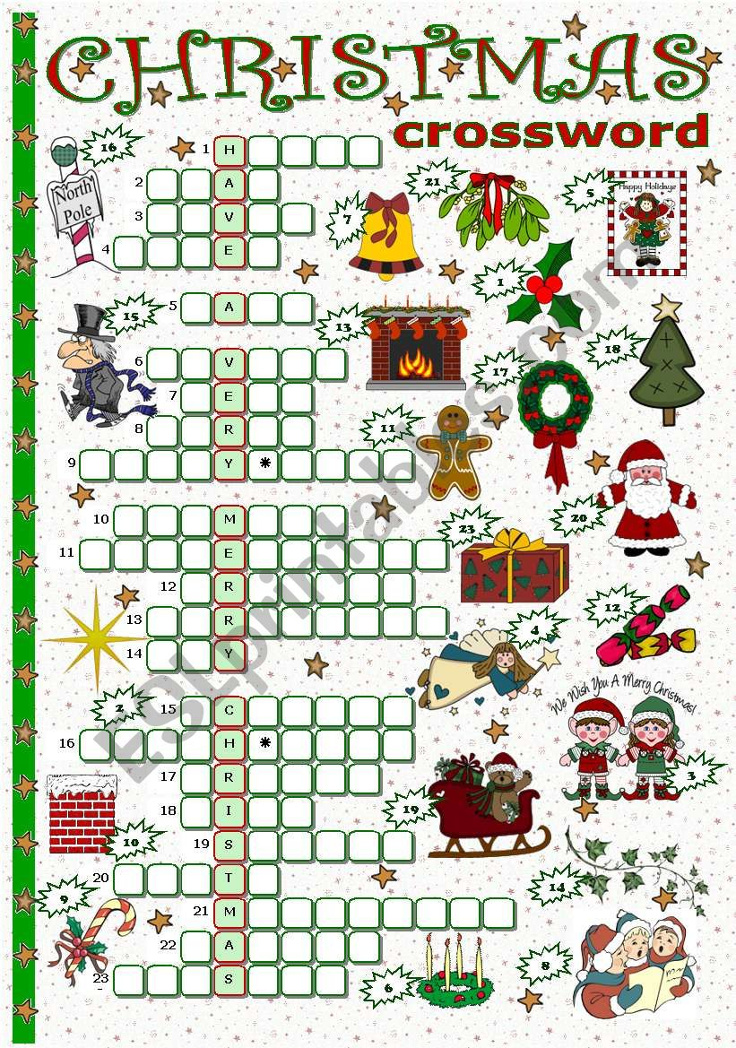 Esl Christmas Crossword Puzzle Printable FreePrintableTM