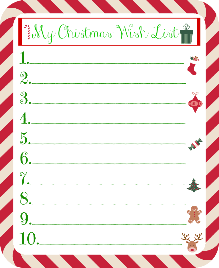 Christmas Gift Wish List For Kids Printable