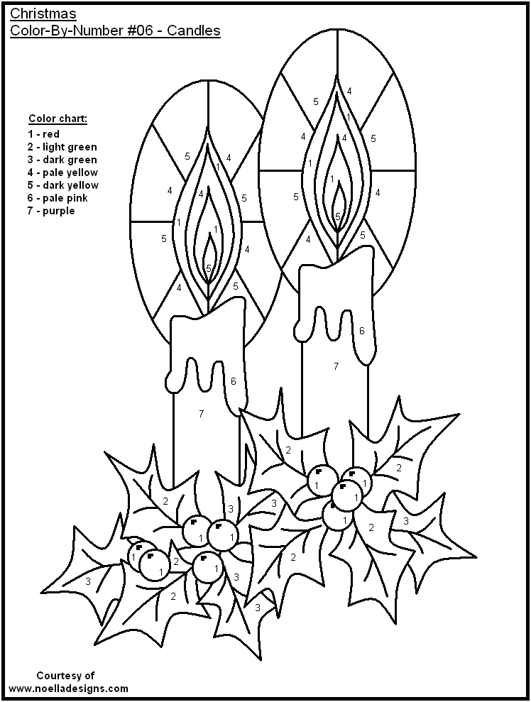 Color By Number Christmas Pages Coloring Home