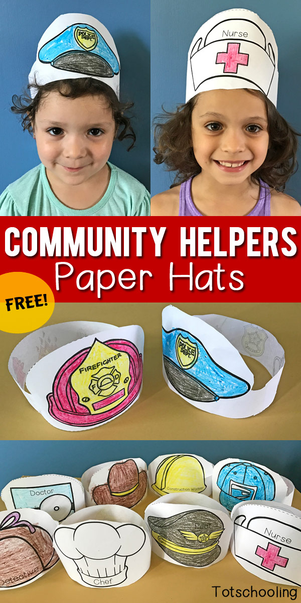 Community Helpers Printable Paper Hats Totschooling 