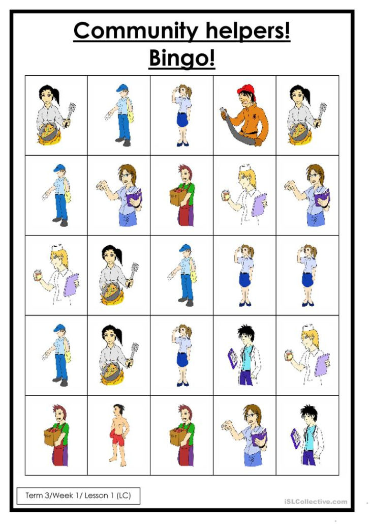 Community Helpers Worksheet Free ESL Printable