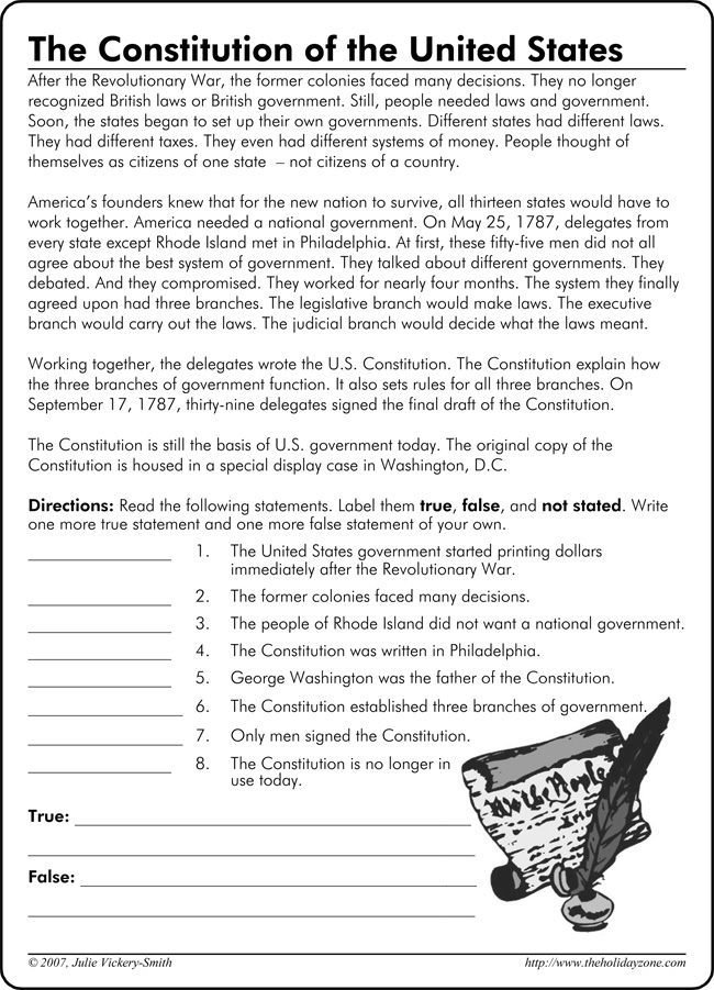 Constitution Printable Worksheets