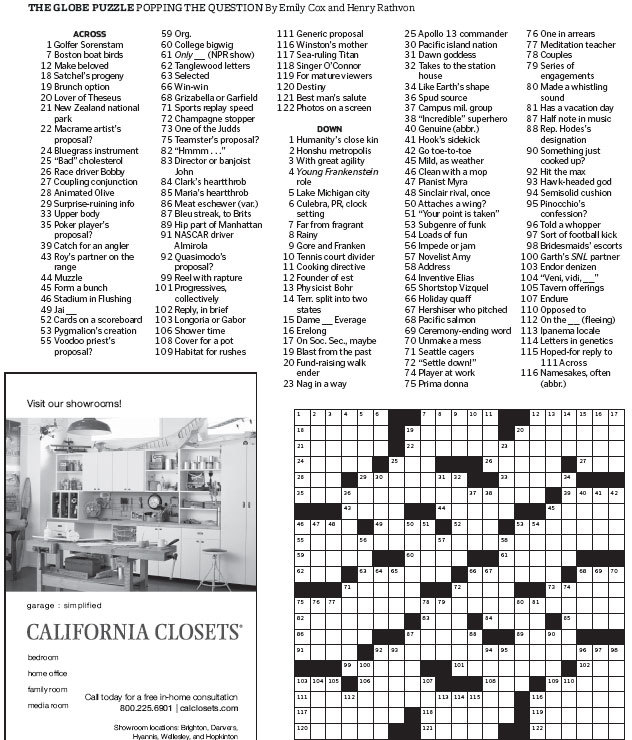 Crafty Boston Globe Crossword Printable Jacobs Blog