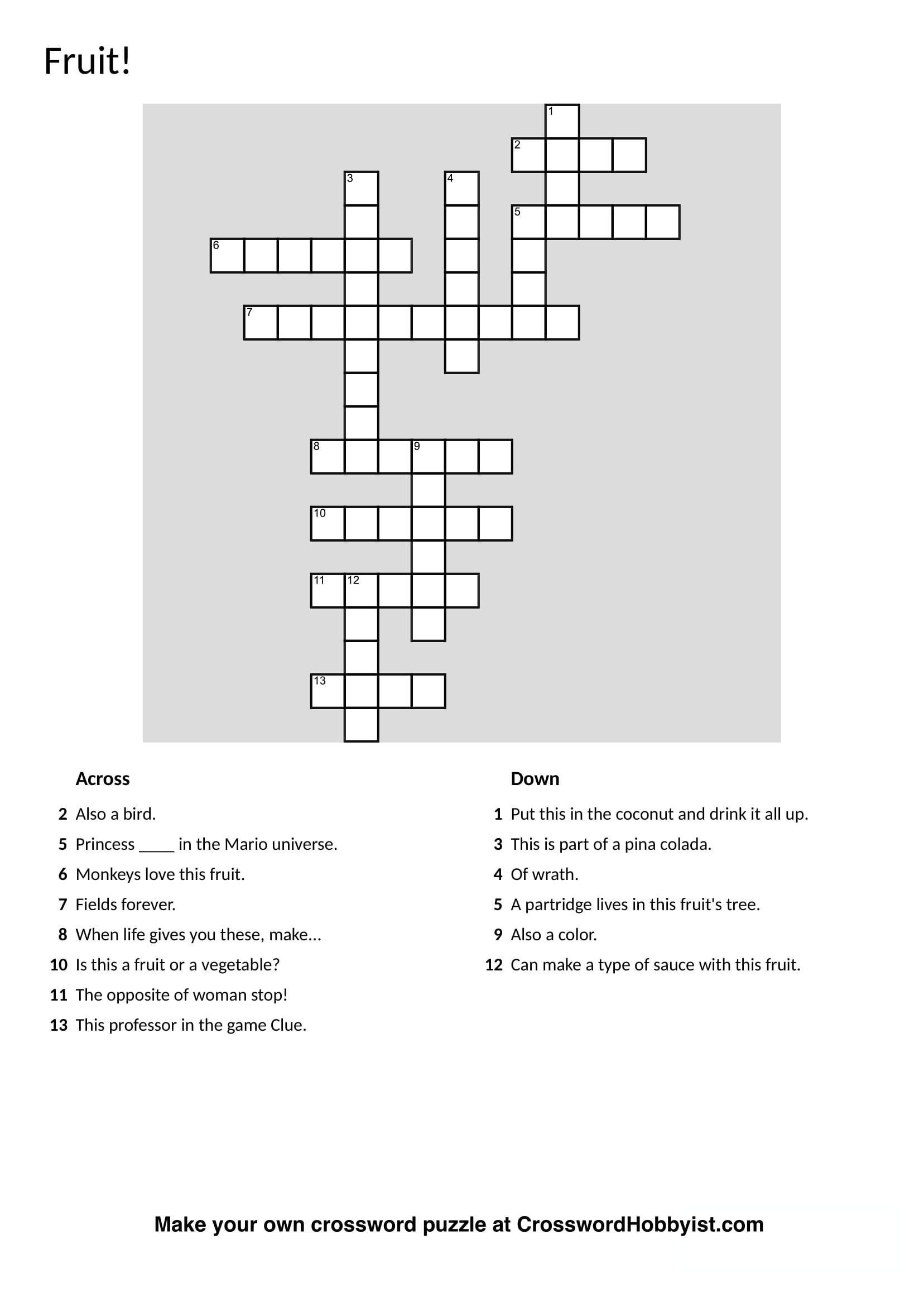 Create Your Own Crossword Puzzle Printable Printable 