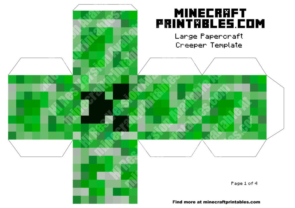 Creeper Printable Minecraft Creeper Papercraft Template