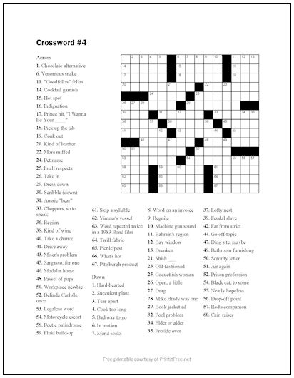 Crossword Puzzle 4 Print It Free