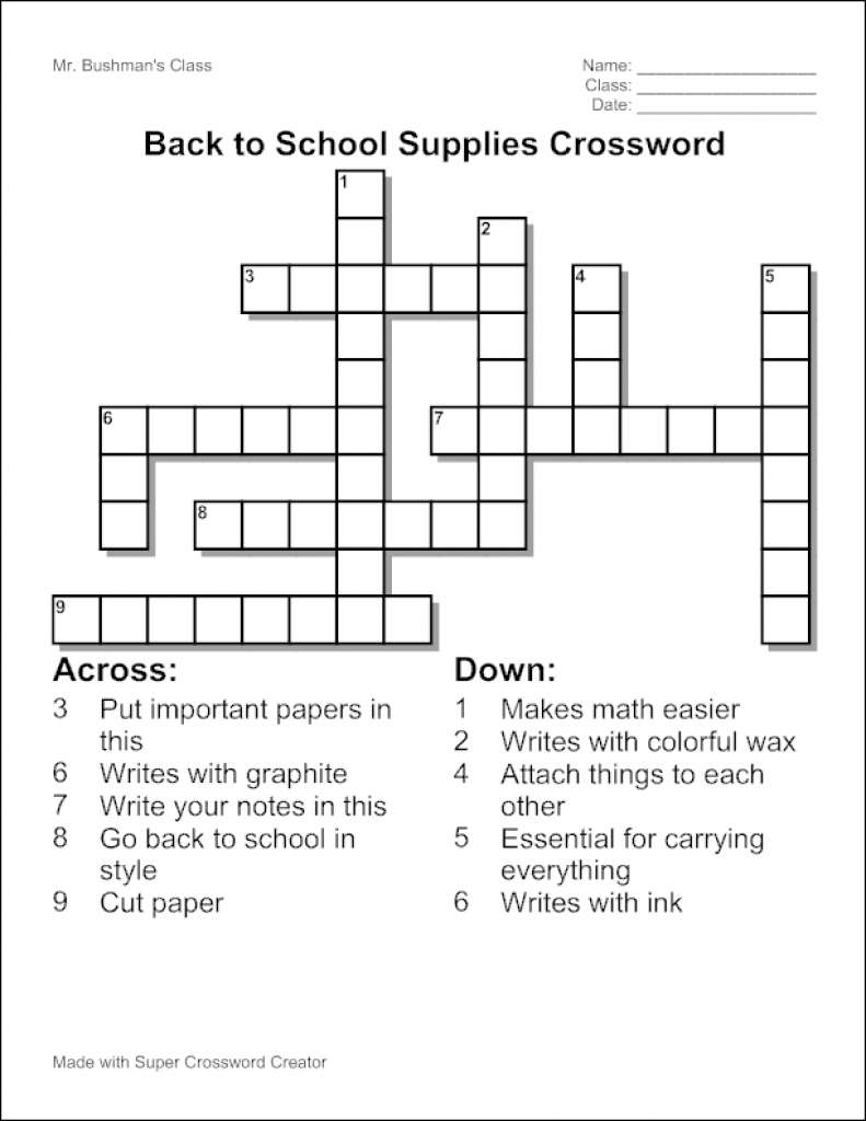 Crossword Puzzle Maker World Famous From The Teacher s 