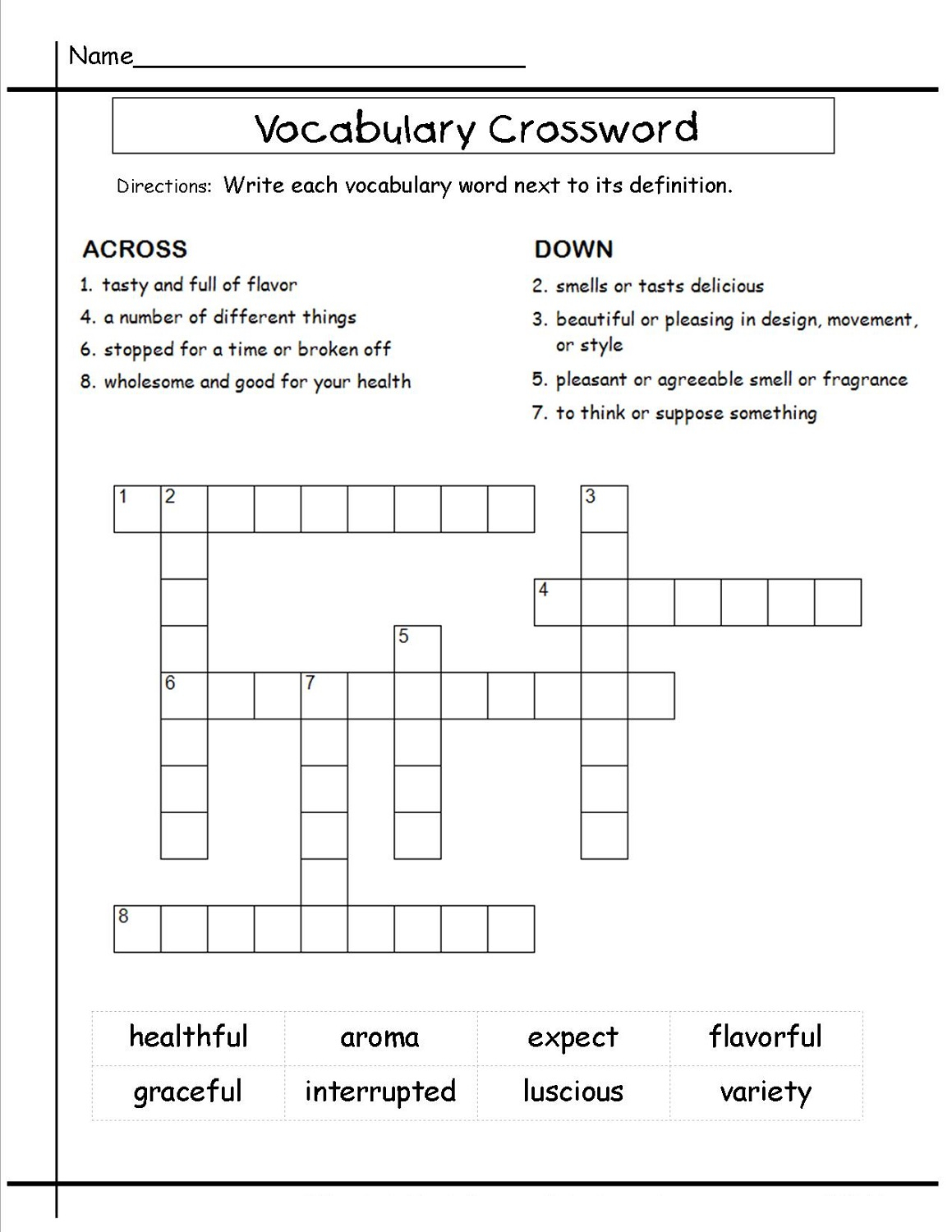 Crossword Puzzles For 5th Graders Activity Shelter