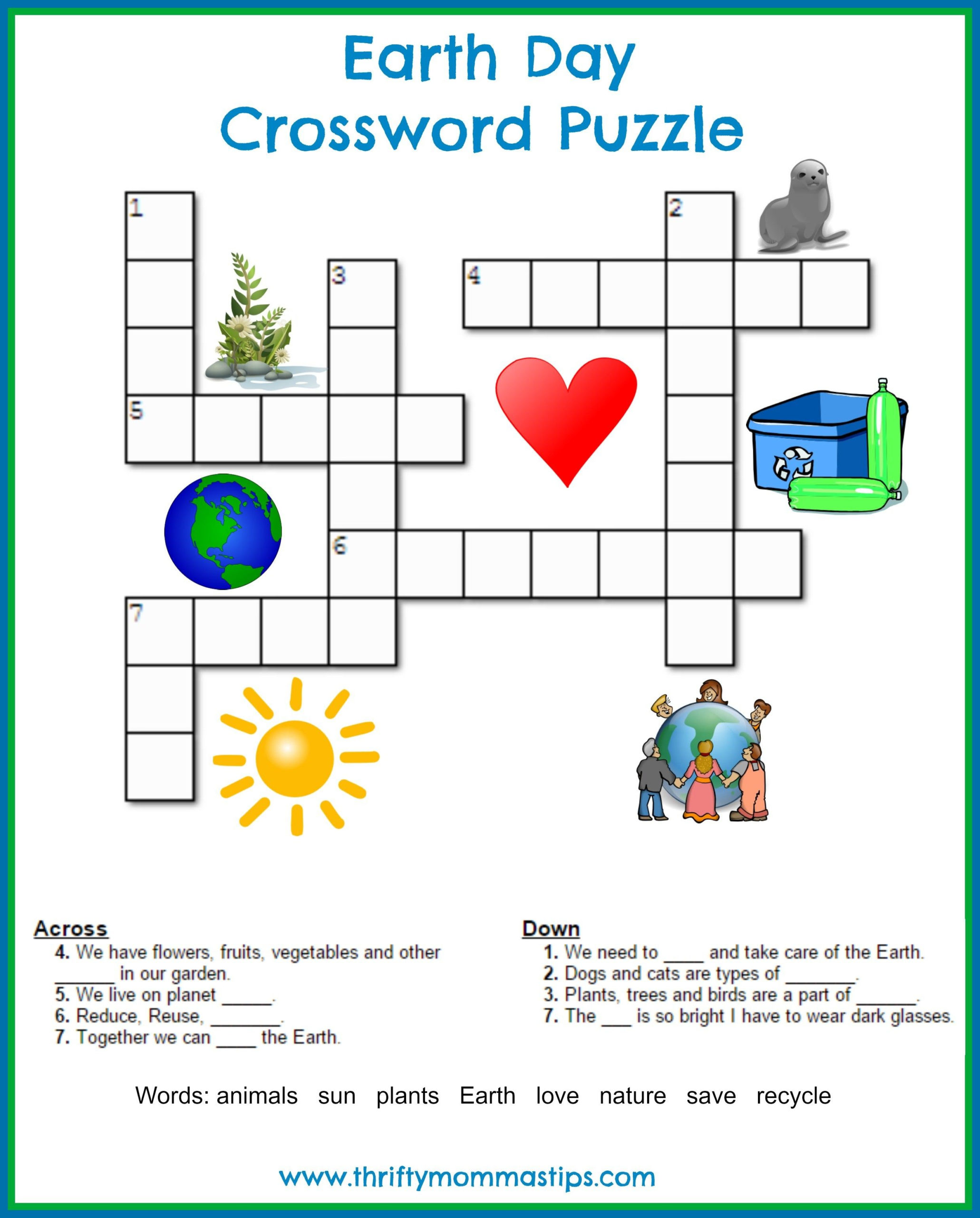 Earth Day Crossword Puzzle Environmental Science Earth 