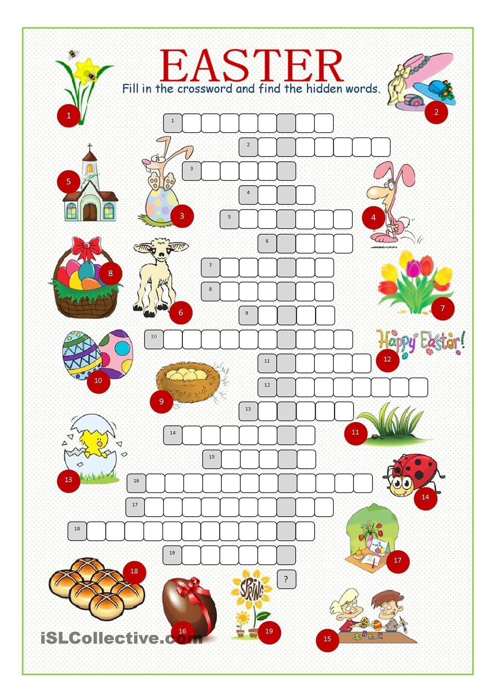 Easter Crossword Puzzle Easter Worksheets Easter 