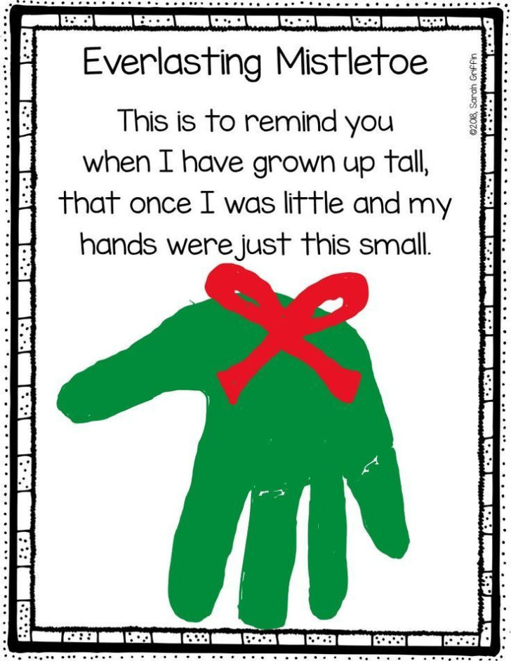 Everlasting Mistletoe Christmas Poem For Kids Handprint