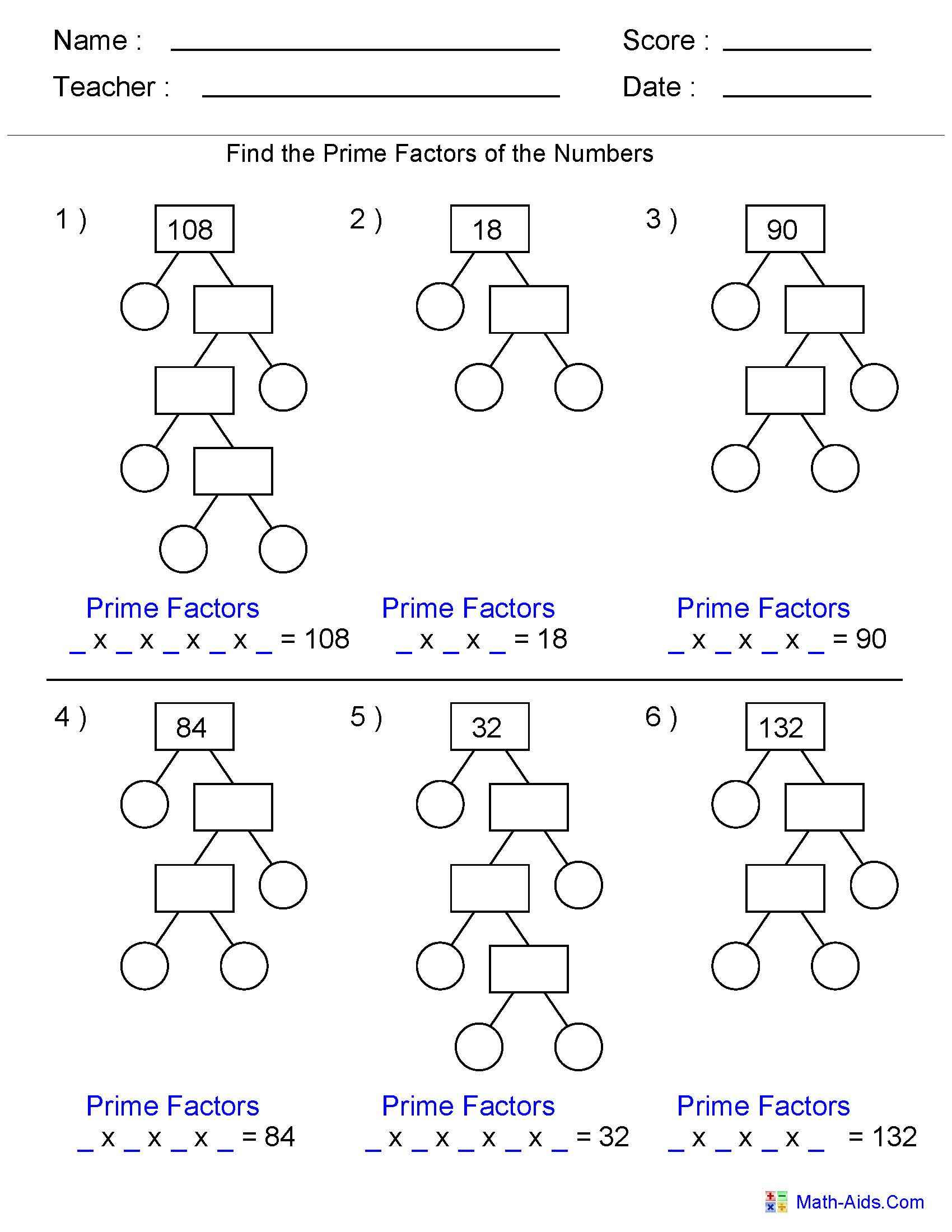 Factor Tree Worksheet Print Printable Worksheets And 