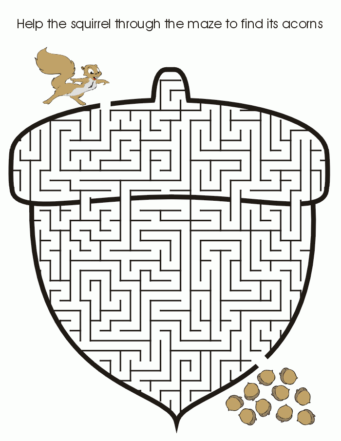 Fall Maze Free Printable Acorn Maze