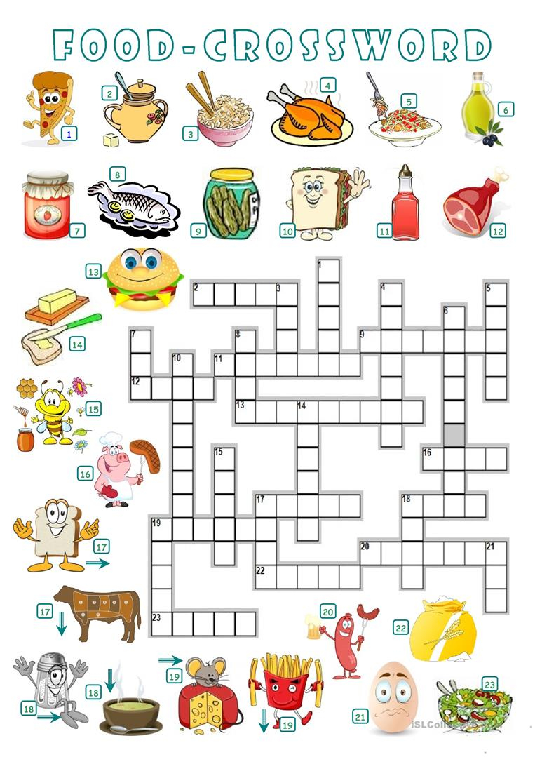 FOOD CROSSWORD Worksheet Free ESL Printable Worksheets 