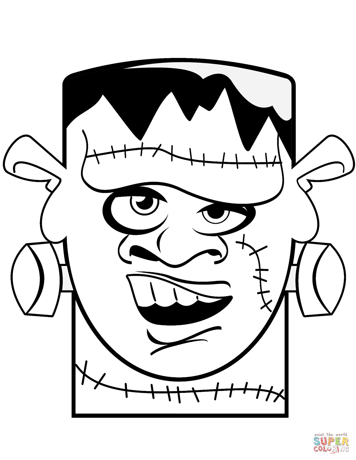 Frankenstein Head Coloring Page Free Printable Coloring 