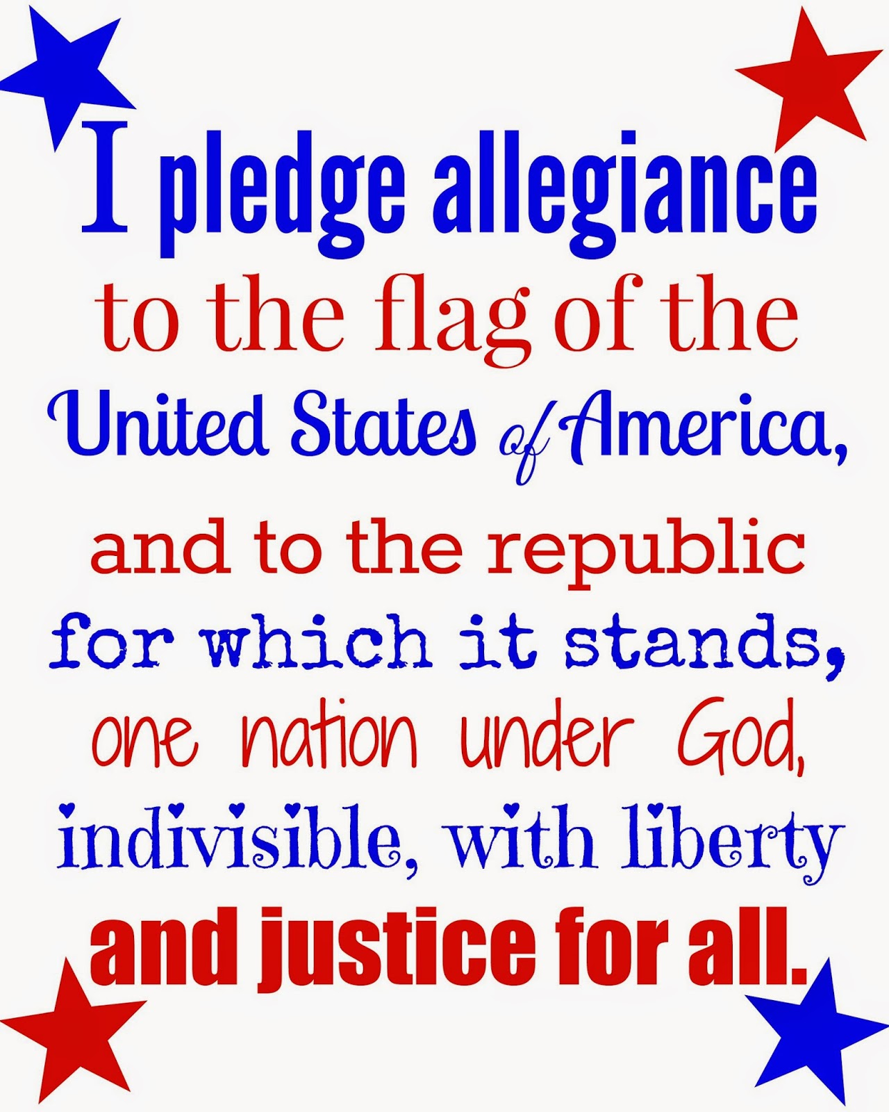 Free 4th Of July Printable Of The Pledge Of Allegiance 