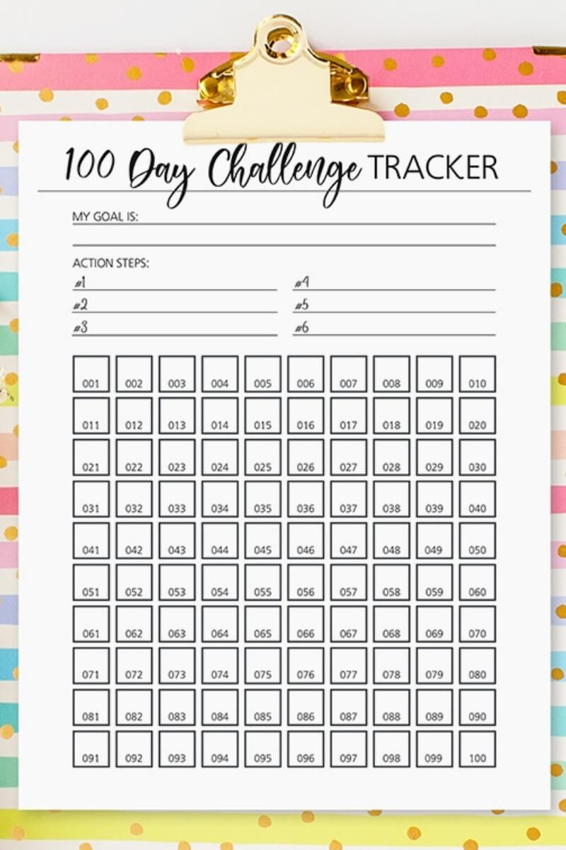 Free Printable 100 Day Goal Tracker FreePrintableTM